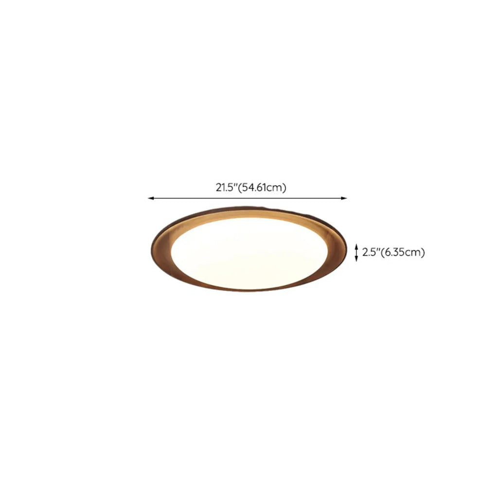 Plafonnier LED minimaliste en bois de noyer, à intensité variable, encastré.
