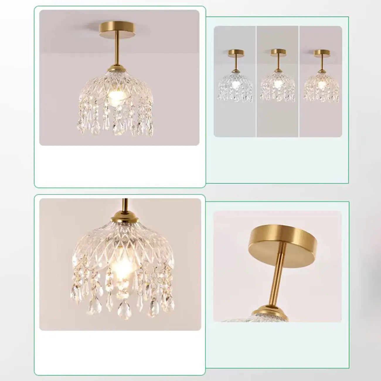 Plafonnier semi-encastré LED en cristal exquis pour intérieur
