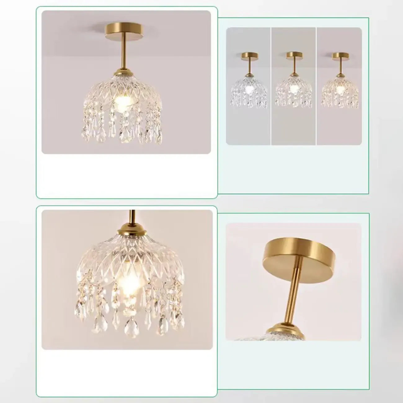 Plafonnier semi-encastré LED en cristal exquis pour intérieur