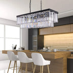 Suspension moderne à deux niveaux en cristal pour îlot de cuisine