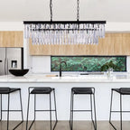 Suspension moderne à deux niveaux en cristal pour îlot de cuisine