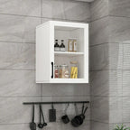 Vitrine suspendue de cuisine en bois blanc et verre