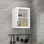 Vitrine suspendue de cuisine en bois blanc et verre