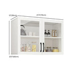 Vitrine suspendue de cuisine en bois blanc et verre