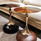 Table d'appoint ronde glamour en pierre dorée pour salon