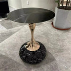 Table d'appoint ronde glamour en pierre dorée pour salon
