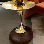 Table d'appoint ronde glamour en pierre dorée pour salon