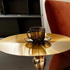 Table d'appoint ronde glamour en pierre dorée pour salon