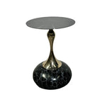Table d'appoint ronde glamour en pierre dorée pour salon