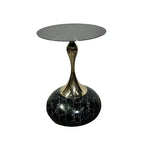 Table d'appoint ronde glamour en pierre dorée pour salon