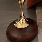 Table d'appoint ronde glamour en pierre dorée pour salon