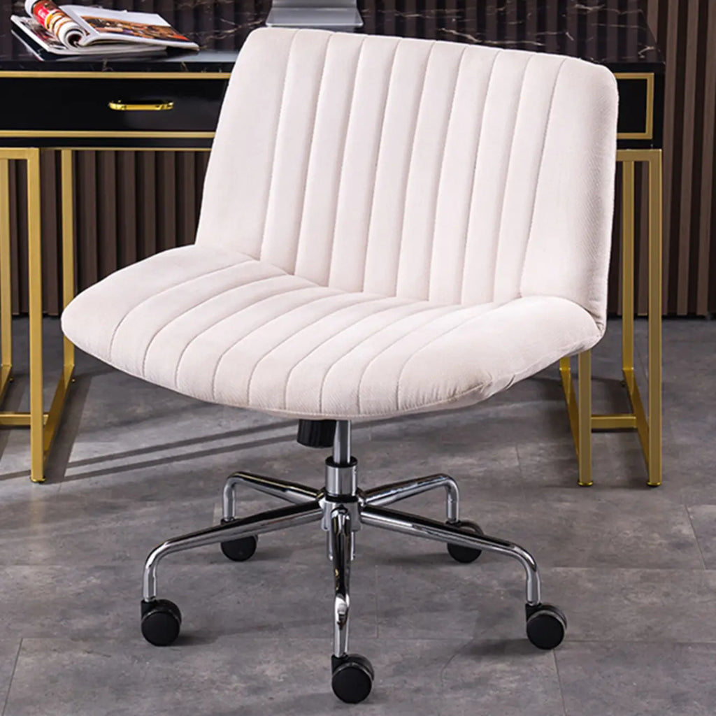 Fauteuil de bureau pivotant élégant, revêtu de lin gris