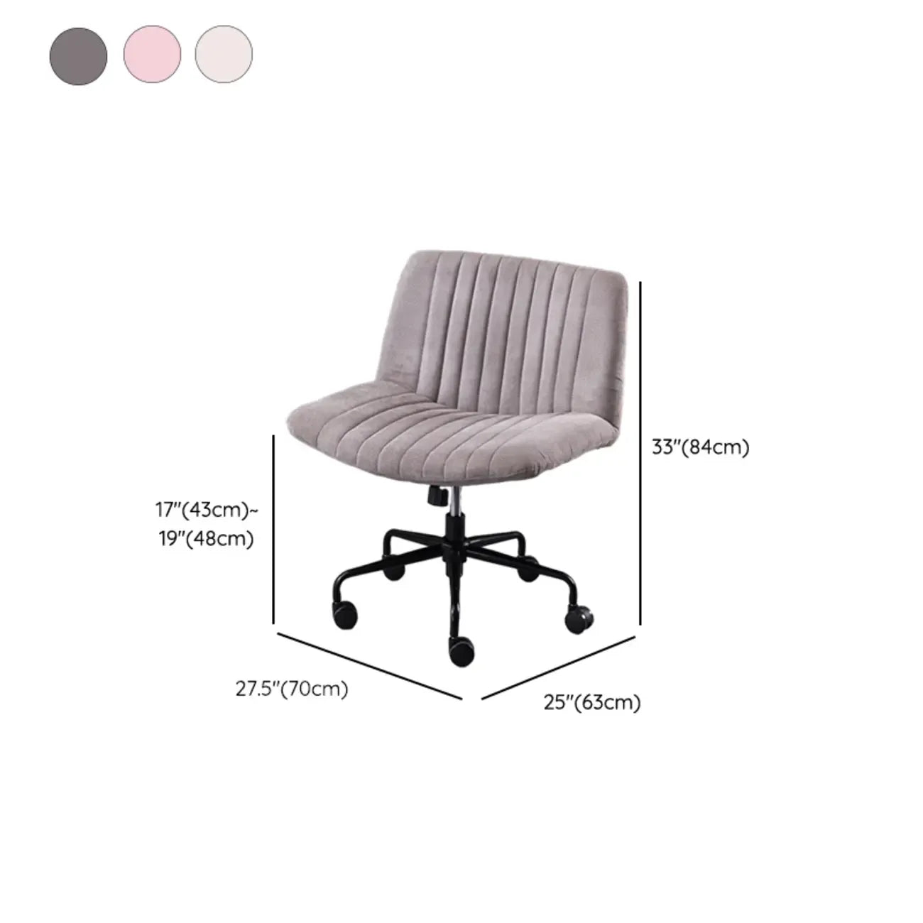 Fauteuil de bureau pivotant élégant, revêtu de lin gris