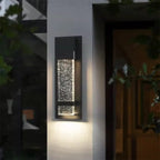 Applique murale extérieure moderne à LED en métal noir et verre étoilé
