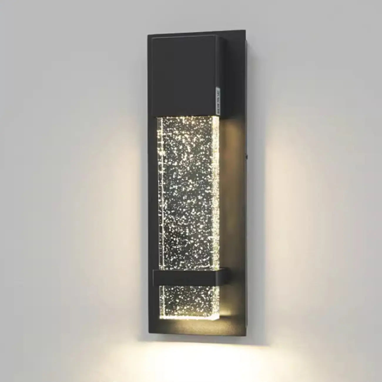 Applique murale extérieure moderne à LED en métal noir et verre étoilé