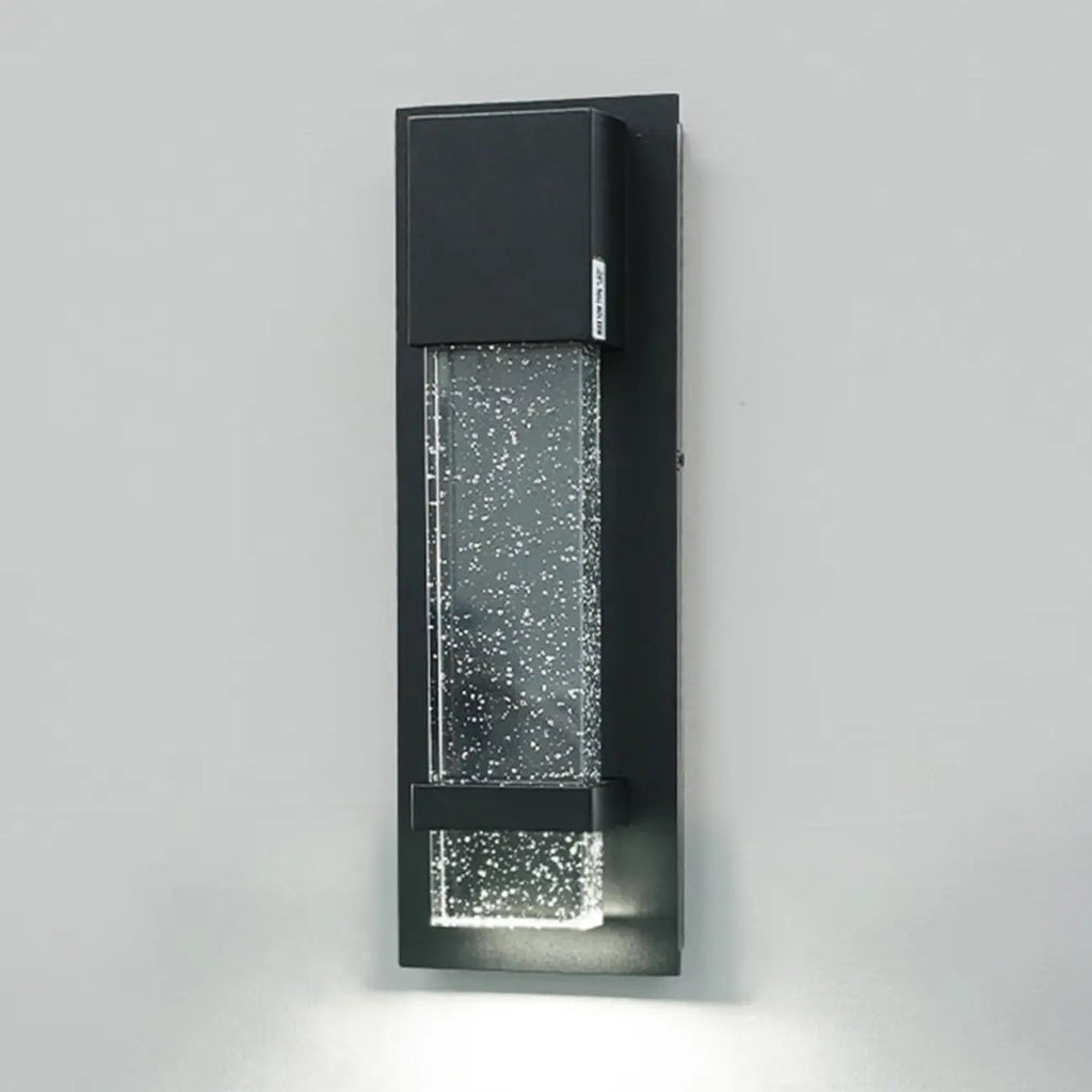 Applique murale extérieure moderne à LED en métal noir et verre étoilé