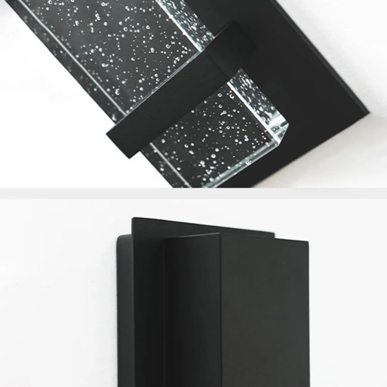 Applique murale extérieure moderne à LED en métal noir et verre étoilé