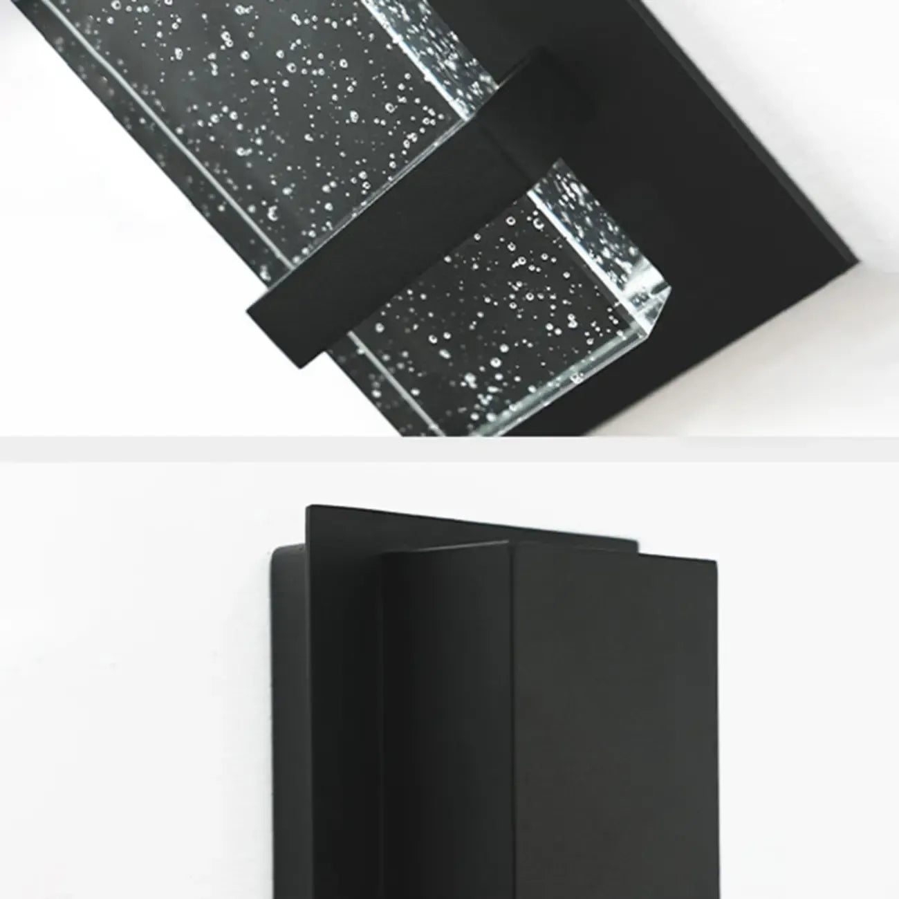 Applique murale extérieure moderne à LED en métal noir et verre étoilé
