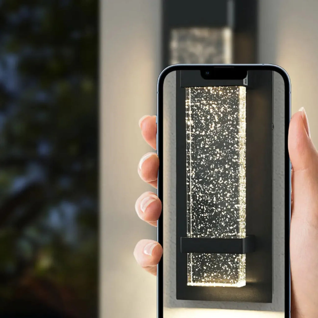 Applique murale extérieure moderne à LED en métal noir et verre étoilé