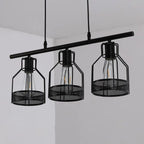 Suspension industrielle à 4 lumières en métal noir en forme de bouteille