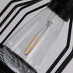 Suspension industrielle à 4 lumières en métal noir en forme de bouteille