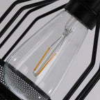 Suspension industrielle à 4 lumières en métal noir en forme de bouteille