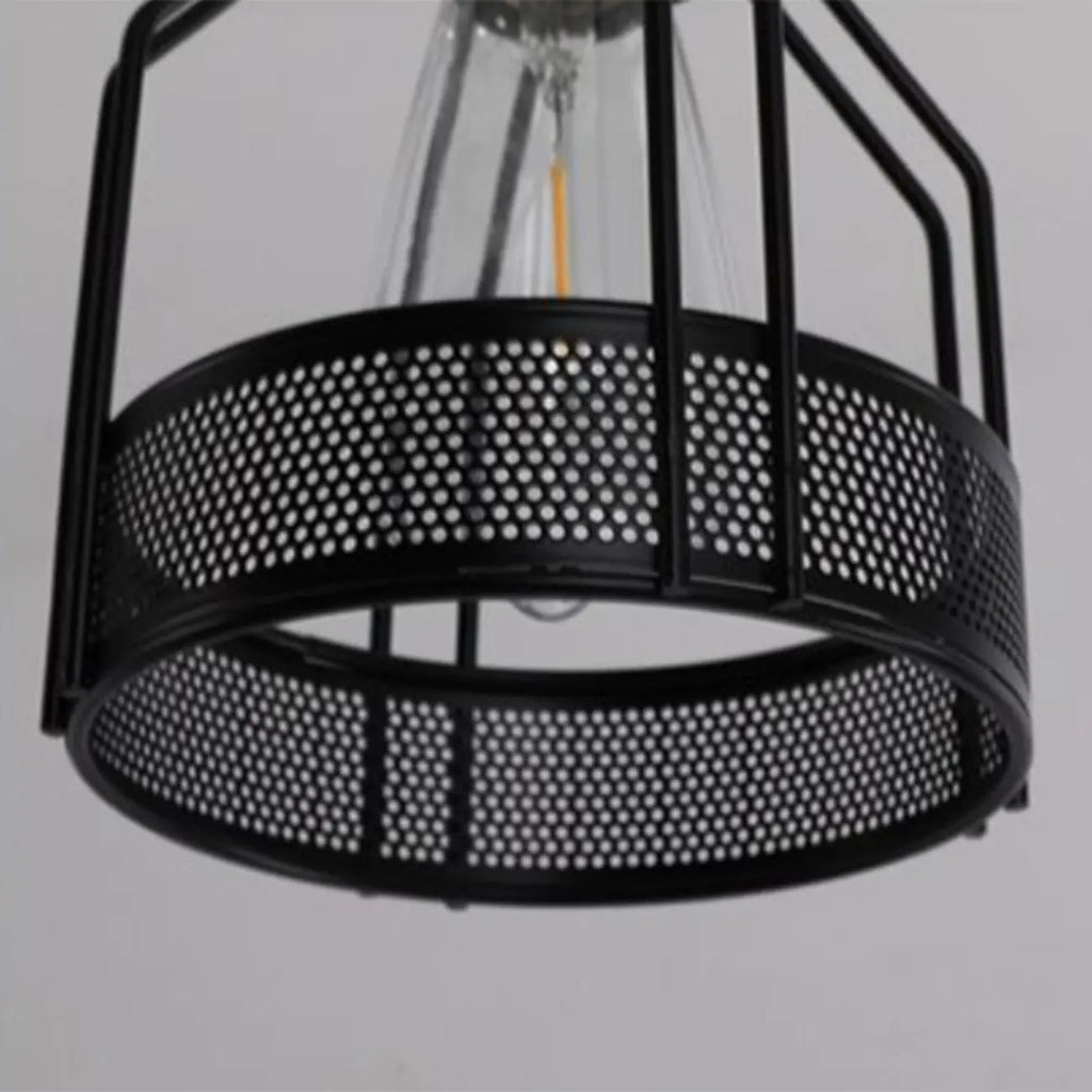 Suspension industrielle à 4 lumières en métal noir en forme de bouteille