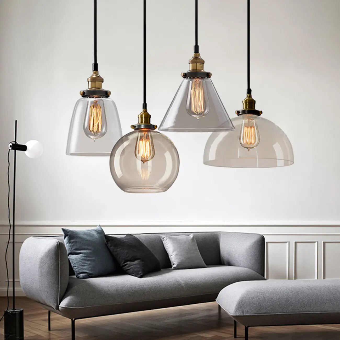 Lampadario a sospensione moderno in vetro geometrico per zona cucina