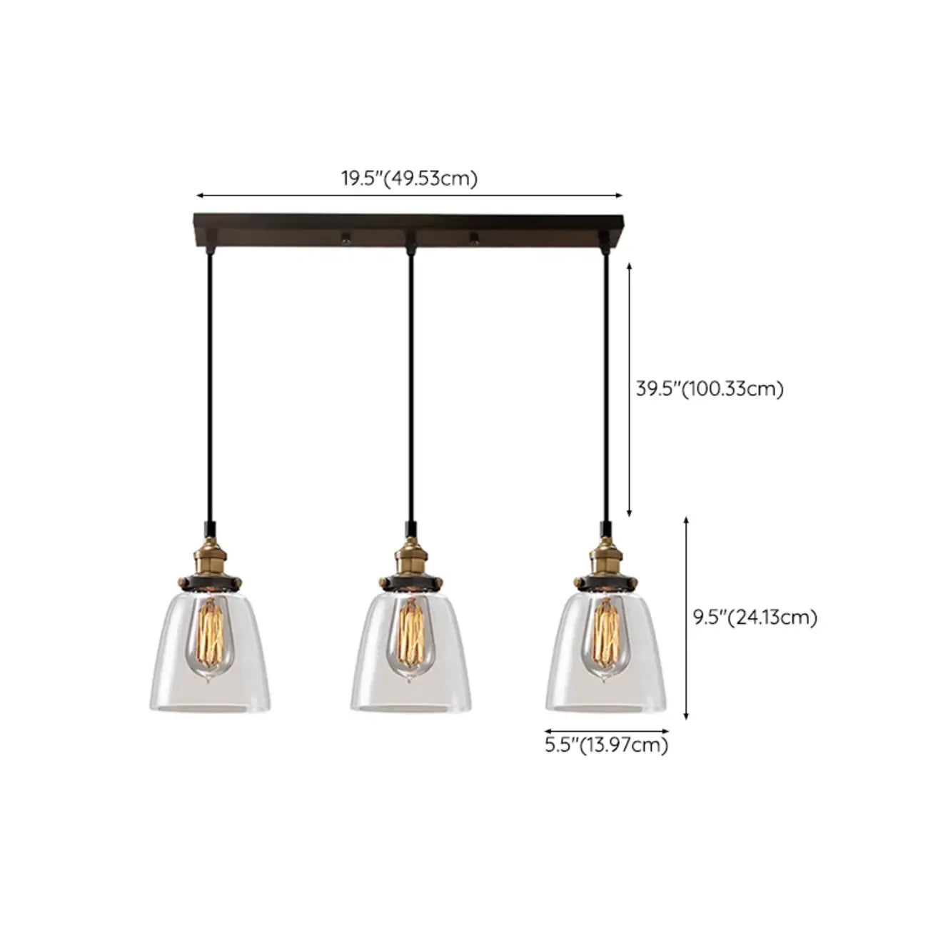 Lampadario a sospensione moderno in vetro geometrico per zona cucina