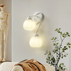 Applique murale moderne à motif floral avec abat-jour en verre blanc, 1/2 ampoule