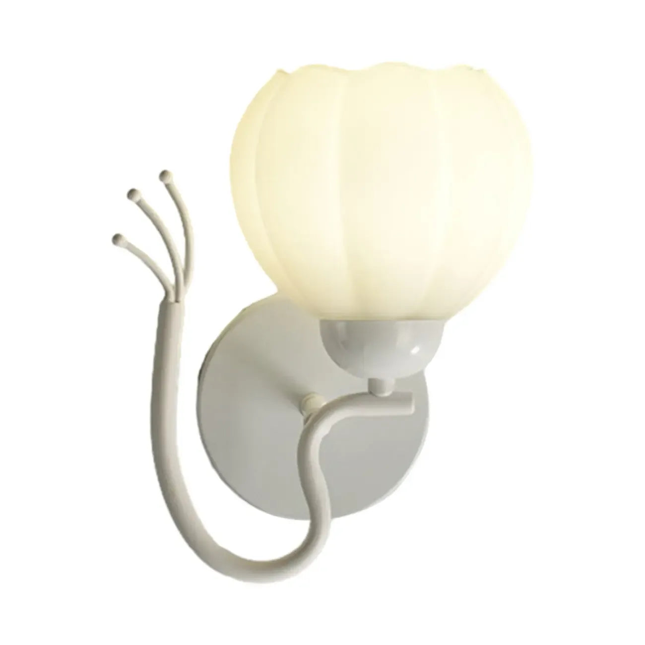 Applique murale moderne à motif floral avec abat-jour en verre blanc, 1/2 ampoule