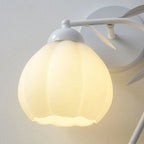 Applique murale moderne à motif floral avec abat-jour en verre blanc, 1/2 ampoule