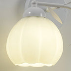 Applique murale moderne à motif floral avec abat-jour en verre blanc, 1/2 ampoule