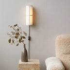 Applique murale cylindrique moderne beige lin avec interrupteur