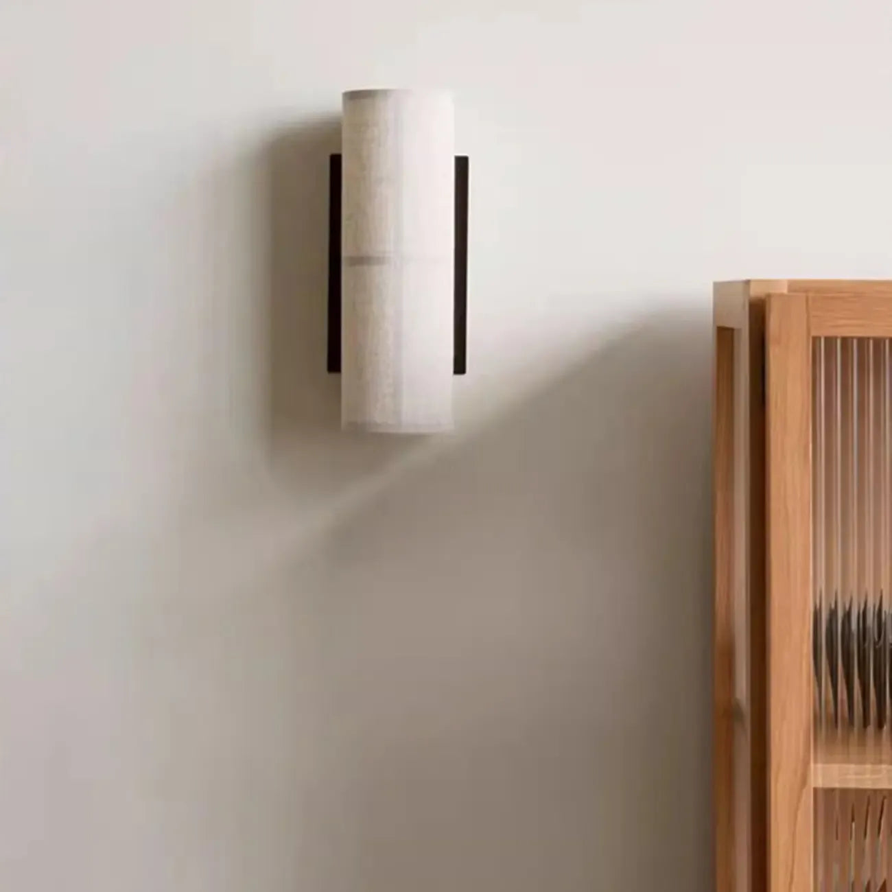 Applique murale cylindrique moderne beige lin avec interrupteur