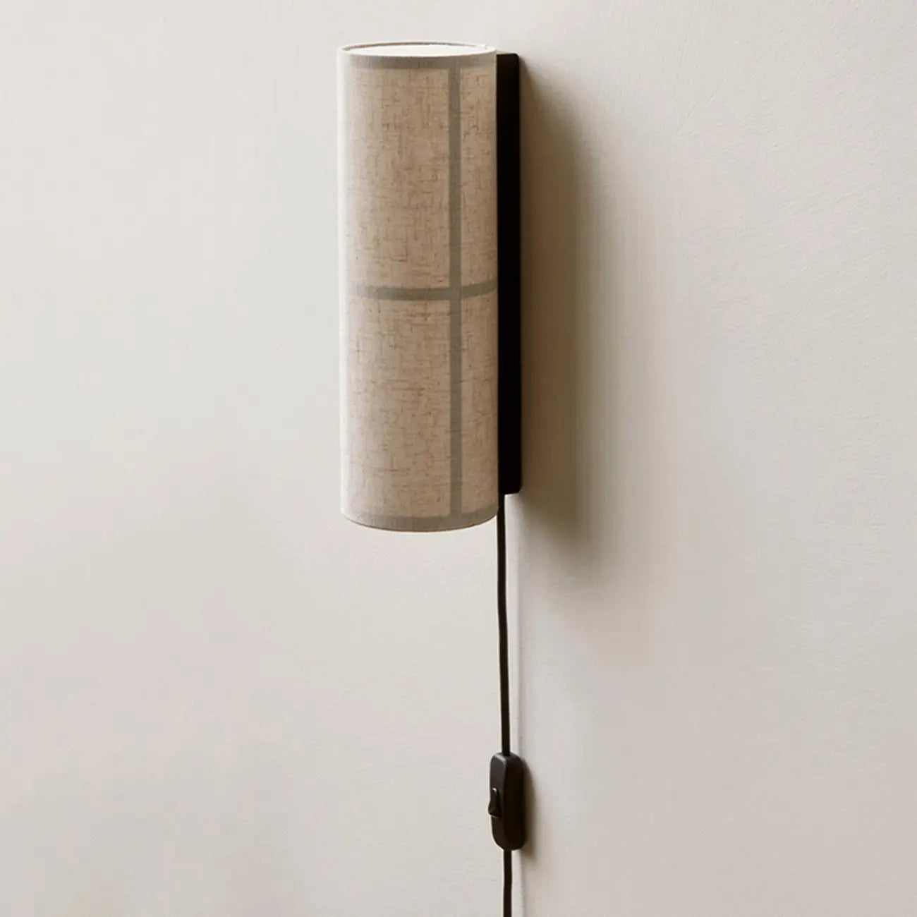 Applique murale cylindrique moderne beige lin avec interrupteur