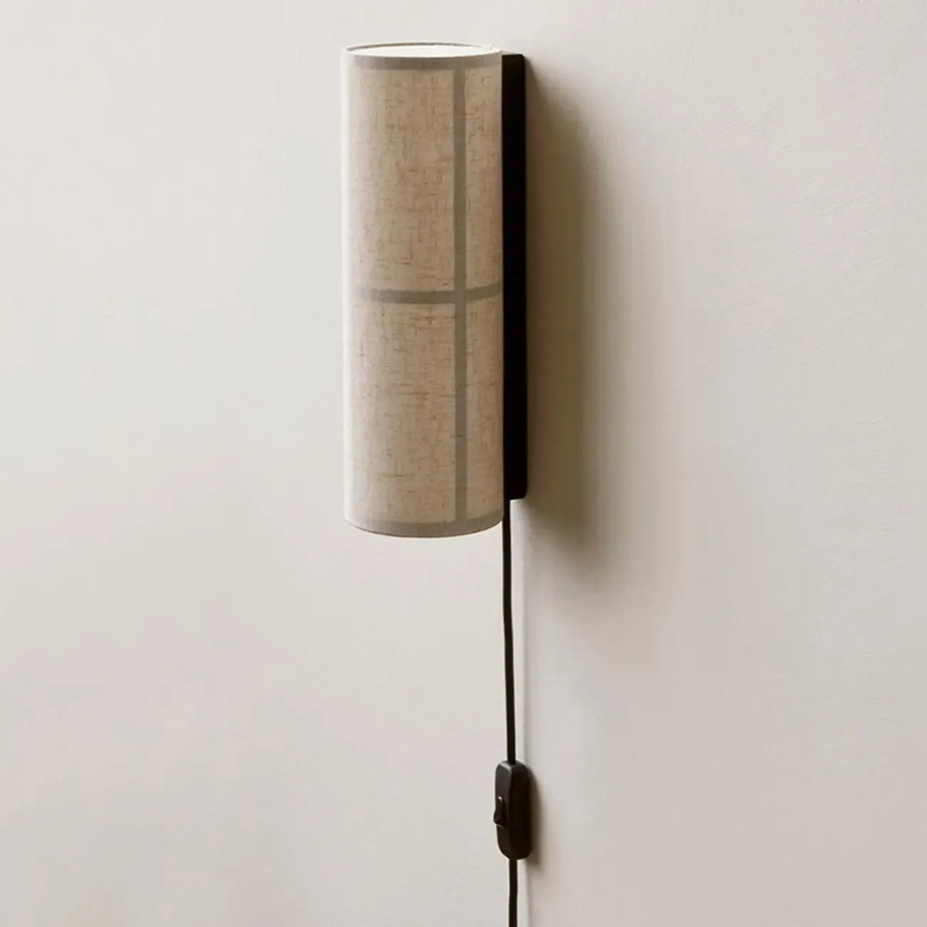 Applique murale cylindrique moderne beige lin avec interrupteur