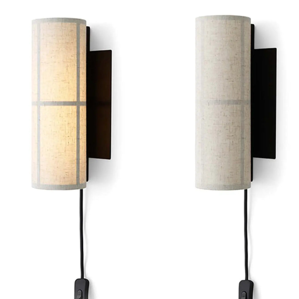 Applique murale cylindrique moderne beige lin avec interrupteur