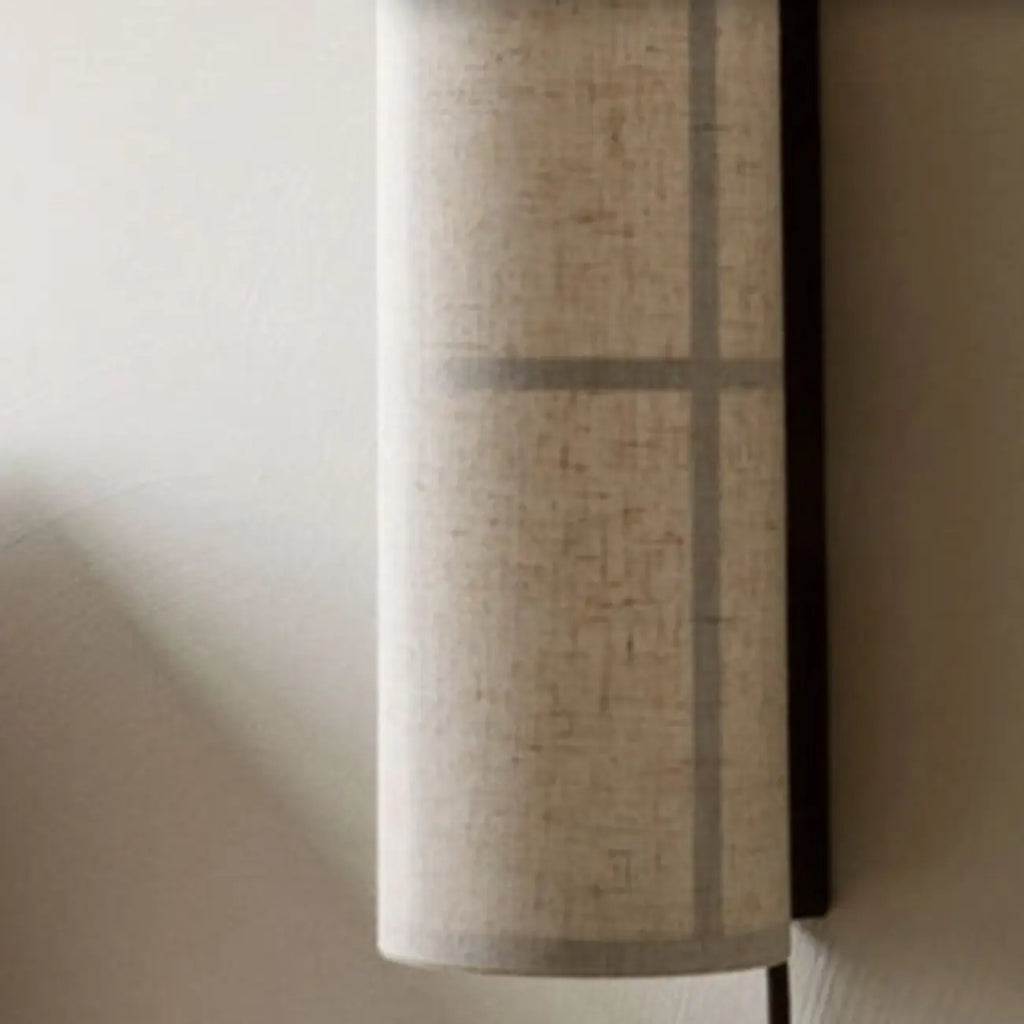 Applique murale cylindrique moderne beige lin avec interrupteur