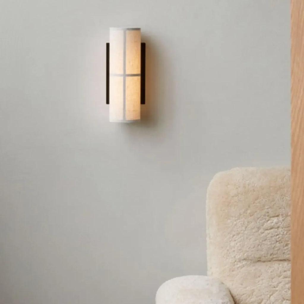 Applique murale cylindrique moderne beige lin avec interrupteur