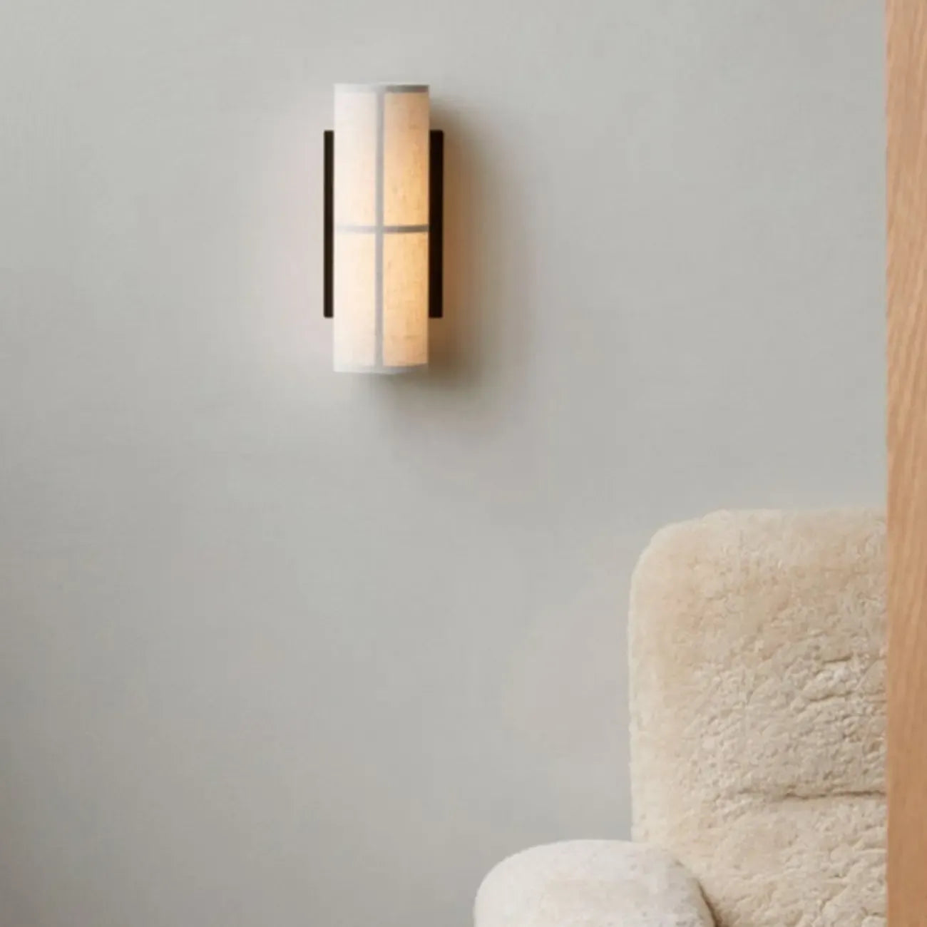 Applique murale cylindrique moderne beige lin avec interrupteur