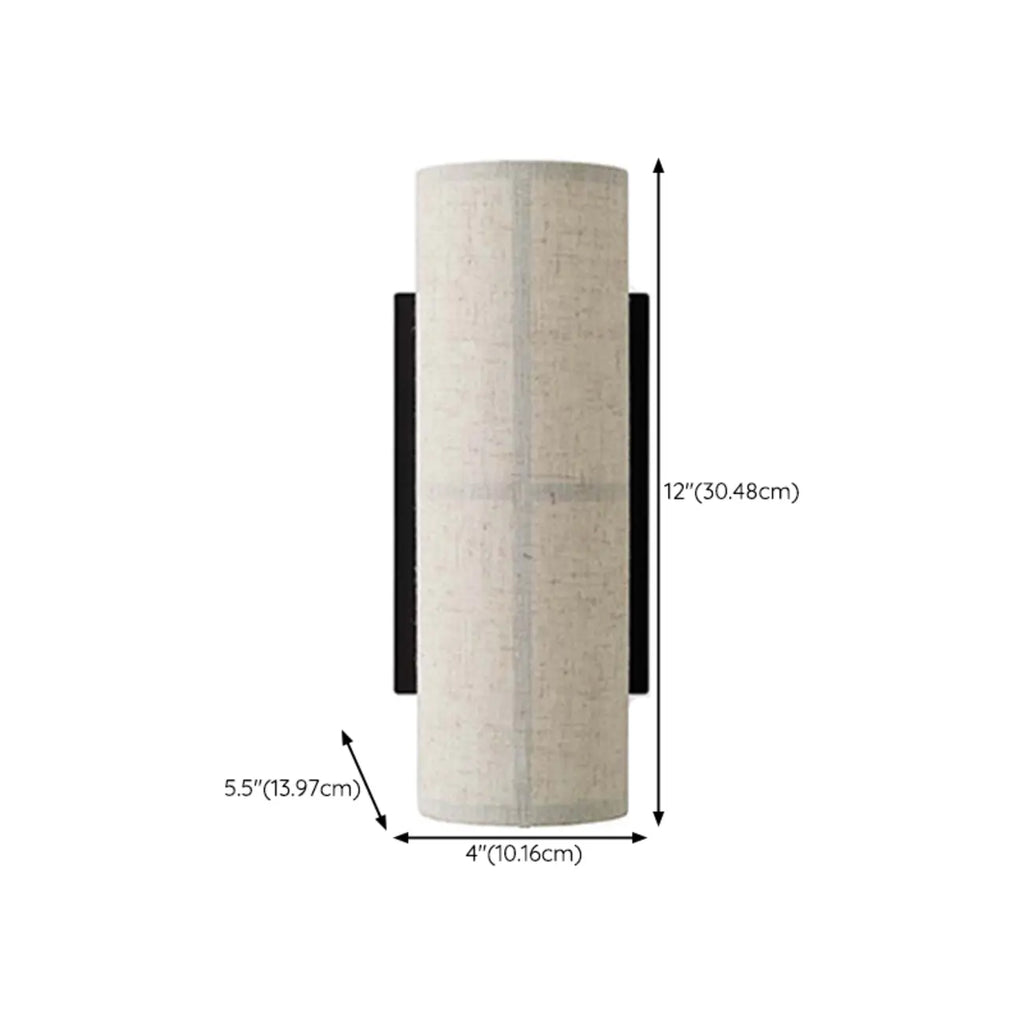 Applique murale cylindrique moderne beige lin avec interrupteur