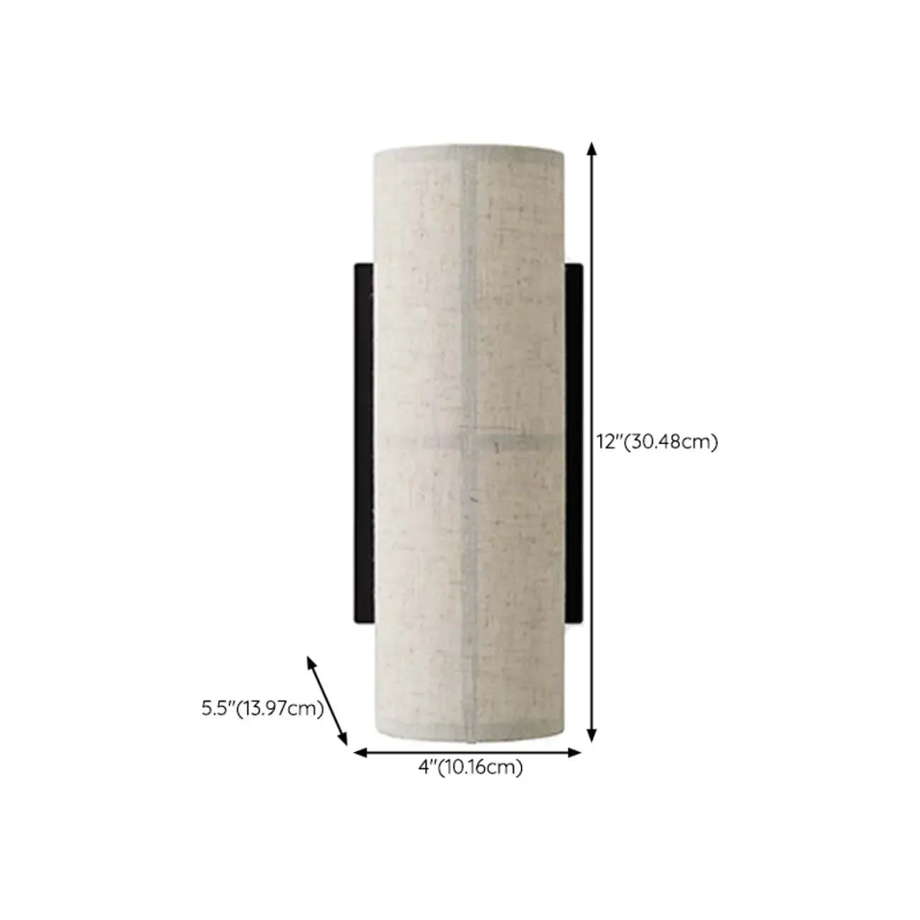 Applique murale cylindrique moderne beige lin avec interrupteur