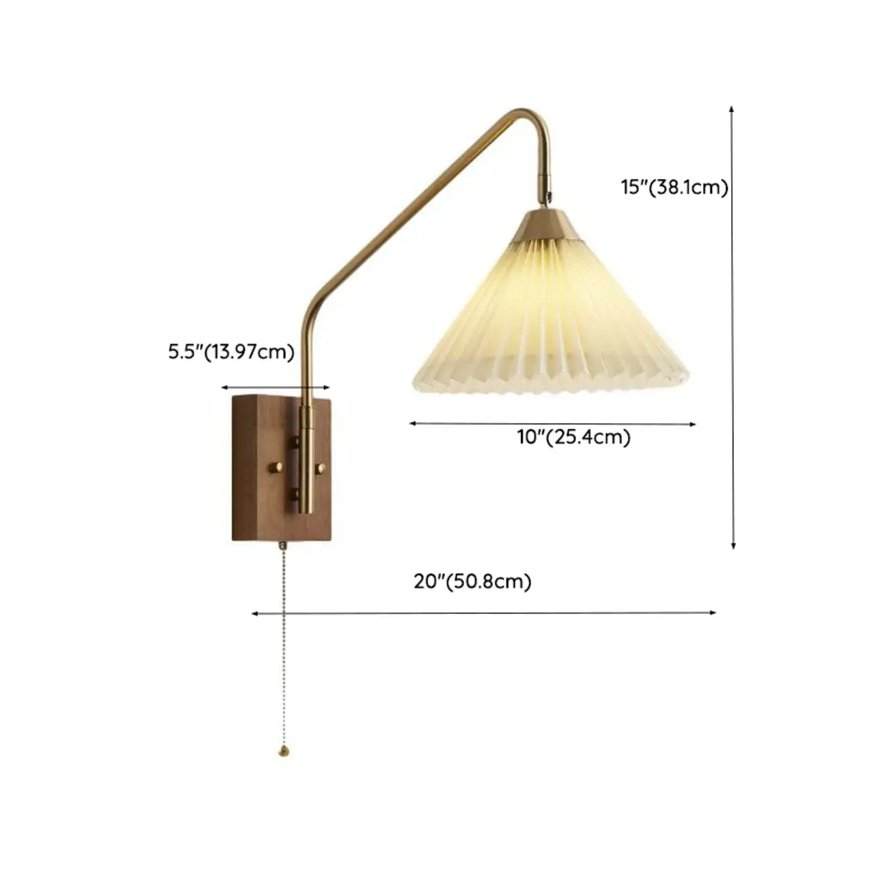 Lampada da Parete da Soggiorno Moderna con Paralume in Tessuto Plissettato