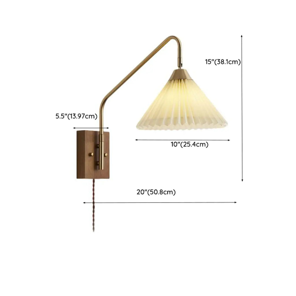 Lampada da Parete da Soggiorno Moderna con Paralume in Tessuto Plissettato