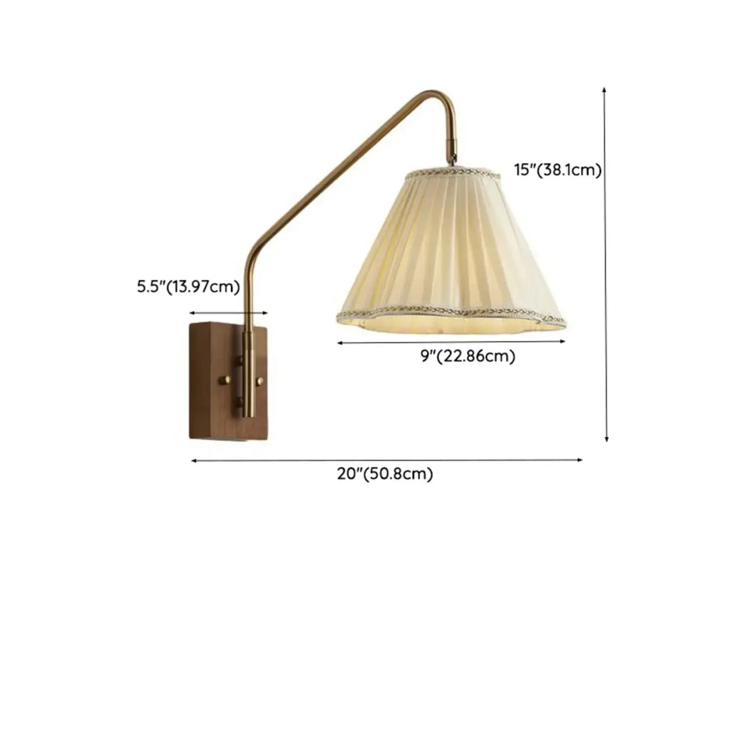 Lampada da Parete da Soggiorno Moderna con Paralume in Tessuto Plissettato