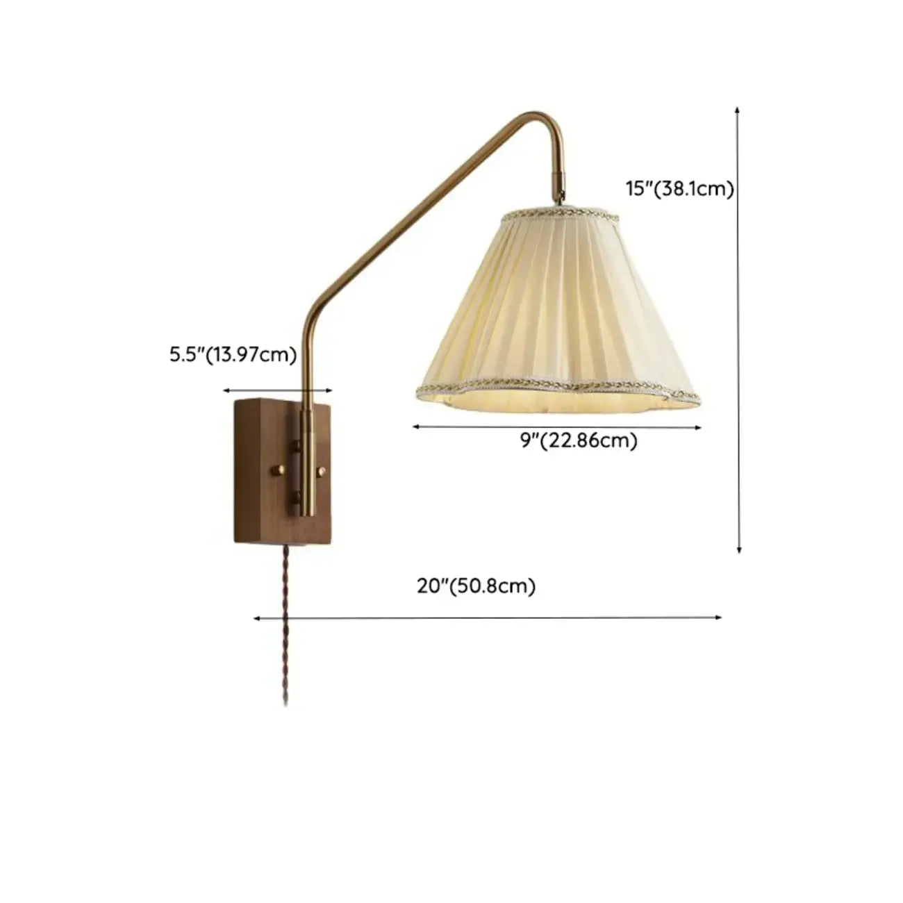 Lampada da Parete da Soggiorno Moderna con Paralume in Tessuto Plissettato