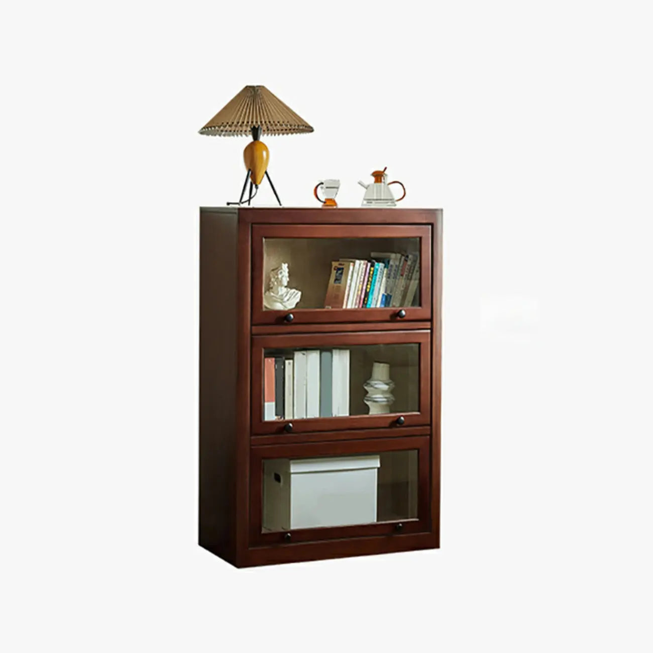 Armoire de rangement classique en bois brun avec verre inversé