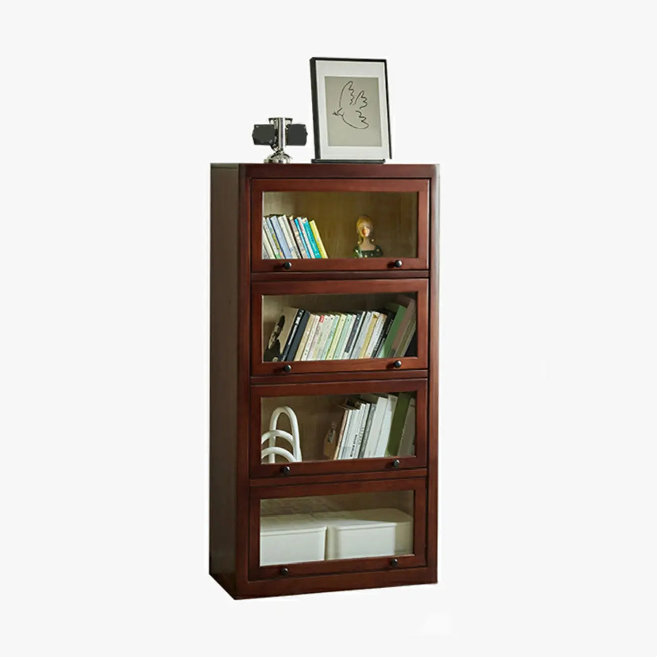 Armoire de rangement classique en bois brun avec verre inversé