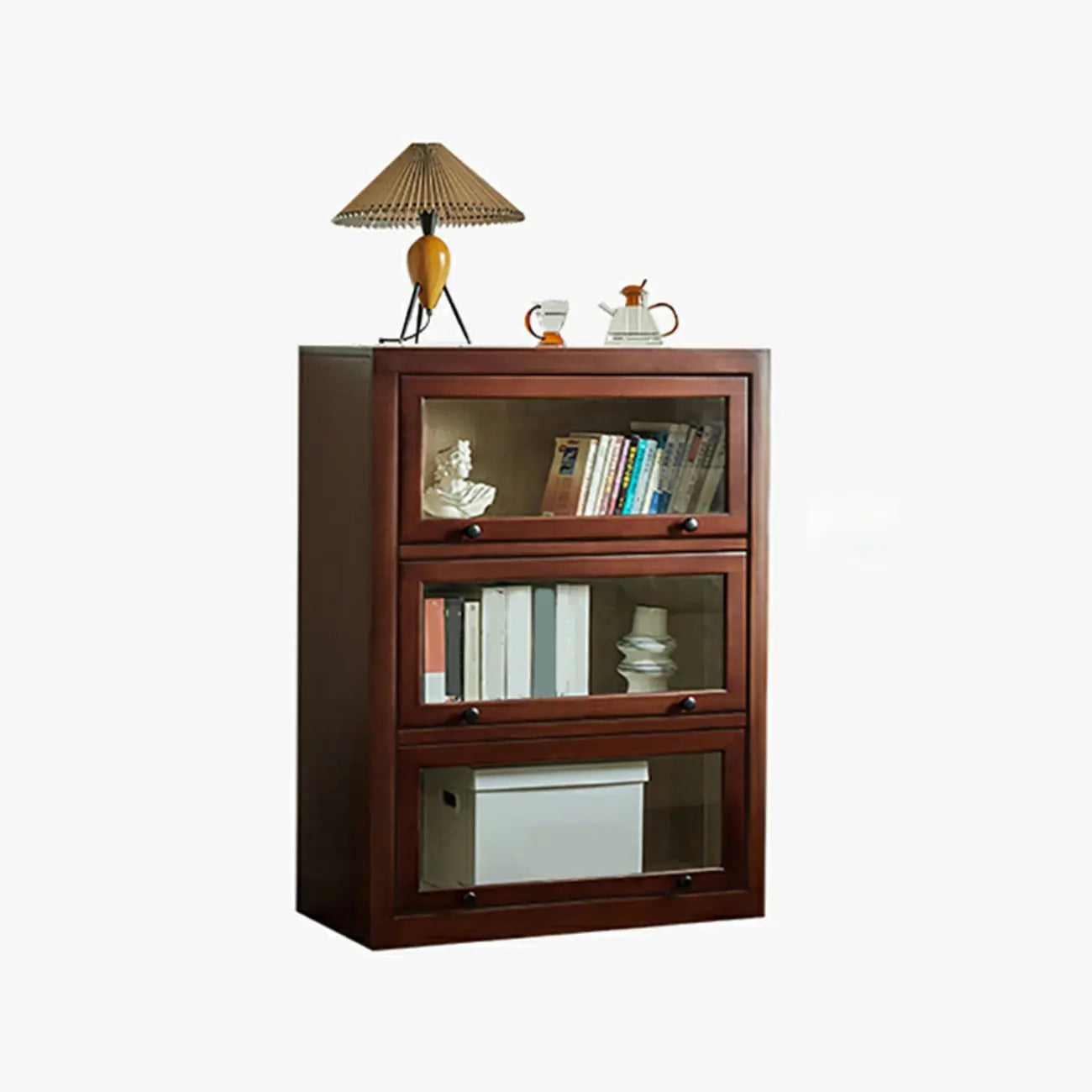 Armoire de rangement classique en bois brun avec verre inversé